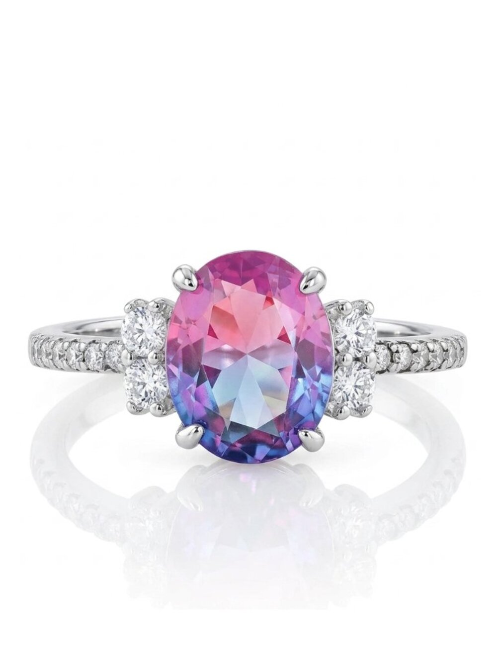 Pink Purple tourmarine Oval Cut Ring, solid 925 Sterling Silver Charmed Aroma